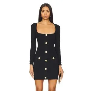 Retrofete Black Mini Dress with Gold Buttons